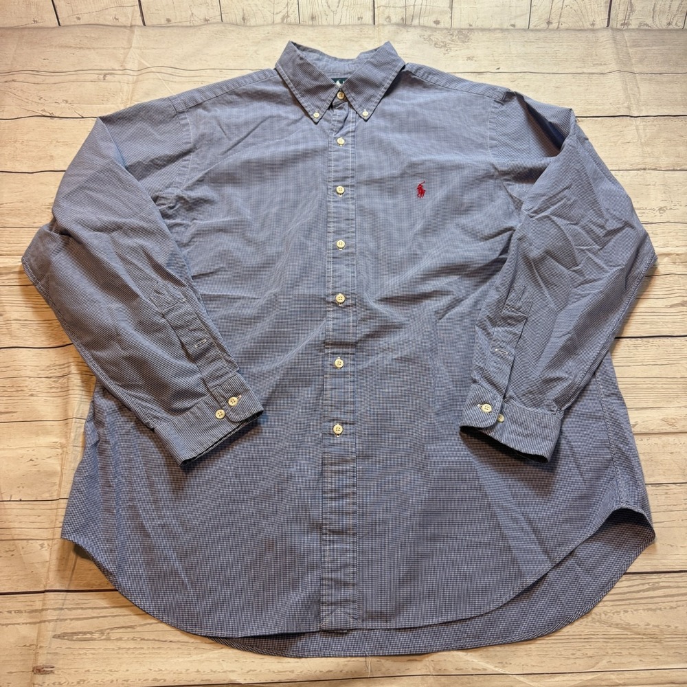 Ralph Lauren Classic Fit Button Down Shirt Blue Long Sleeve‎ Men's 17 1/2 34/35